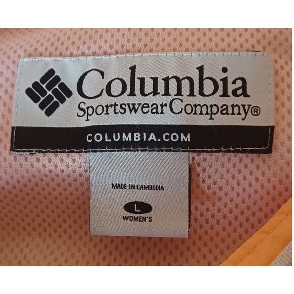 Columbia Orange and White Hooded Windbreaker Rain Jacket Full Zip Women's Large - Picture 5 of 6
